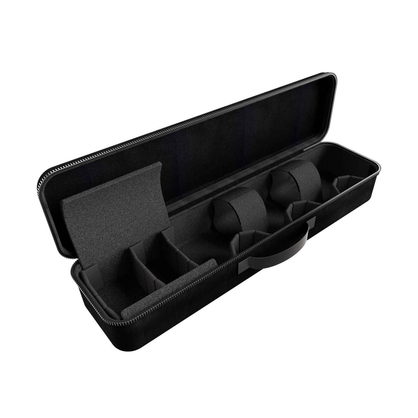 Black hard-shell nylon Travel Case Classic with padded compartments and zipper closure